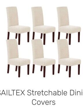 Stretchable Dining Chair Covers in Cream - Set of 4